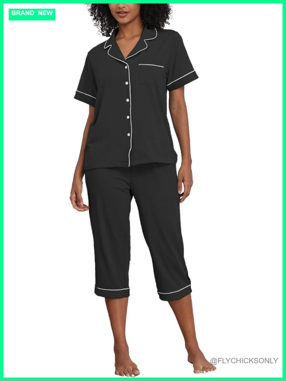 Women's 2 Piece Cotton Modal Pajama Set Short Sleeve Capri Pants Lounge